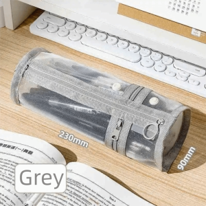 MIRELINA Transparent Pencil Case Large Capacity Solid Color Pen Holder Minimalist Mesh Stationery Storage Bag School