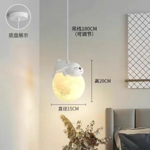 SXH New bedroom bedside pendant light modern minimalist creative panda childrens room cream-style dining room lighting fixture