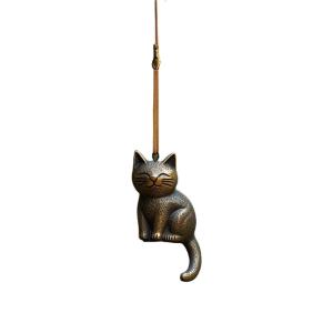 Lovely Kitten Wind Chimes Indoor and Outdoor Decoration Vintaged Bronze Metal Soothings Sounds for Garden Decoration Gift