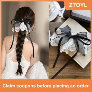【ZTOYL】 กิ๊บติดผมหางม้าสีขาวลูกไม้ลายดอกไม้สไตล์ฝรั่งเศสสำหรับผู้หญิงเด็กผู้หญิงผมสวยหวานเครื่องประดับผมอเนกประสงค์แฟชั่น