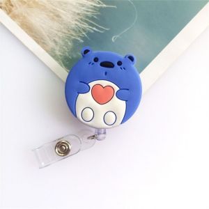 HUNIU Cute Students Bear Work Card Clip Panda Chest Card Retractable Badge Reel ID Card Clips Name Card Holder Nurse Badge Holder