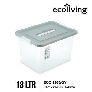 ECO LIVING 18/30Ltr Stackable Storage BoxGroovy Matte Multipurpose Handle Organizer ECO-1260 ECO-1261/GY/WH