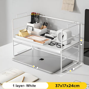 Rak Buku / Laptop Organizer Rak Kayu Besi Susun Minimalis Kuat Kokoh dan Tebal Rak Serbaguna - Teson Hardware