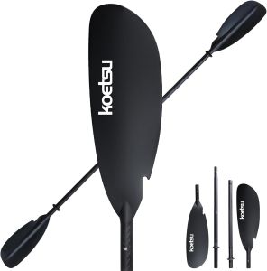 KOETSU Kayak Paddle Aluminum 4-Piece Adjustable Double-Sided Paddle with Replaceable Blades Lightweight & Floating for Recreational & Fishing Kayaks