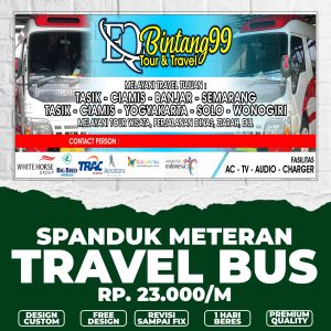 Spanduk travel bus / banner travel bus / travel bus / banner spanduk meteran custom termurah