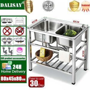 Brand Store 100% Rust-Proof SUS304 Kitchen Sink with faucet complete set 80*45*80cmThick lababo