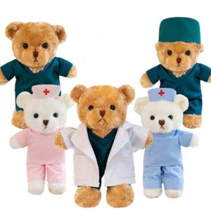 JUVIAAL Uniform Doctor Bear Stuffed White Coat Hospital Animal Plush Bear Kids Toy Cuddly Nurse Bear Plush Gift Nurses Day
