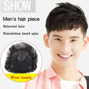 X20101005S Stylish Mens Short Hair Topper for All Seasons Adult Male Hair Replacement Healthy Premium Real Hair Naturally Grown