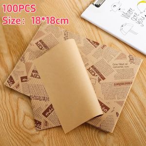 EZ Mall Greaseproof Food Paper Baked Wax Paper Burger French Fries Wax Paper Baking Packaging Paper 100pcs