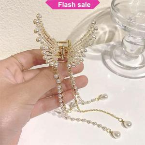 SHENHAO2🎀 Tua Bướm Ngọc Trai tóc Clip phụ nữ tóc Claw thanh lịch kẹp Tóc Cua tóc phụ kiện