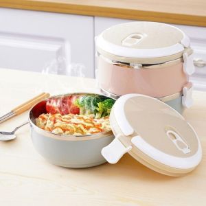 Hộp đựng cơm giữ nhiệt lúa mạch ruột inox 1 tầng