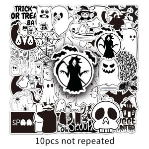 50PCS Gothic Black And White Halloween Decoration Cartoon Graffiti Waterproof Sticker