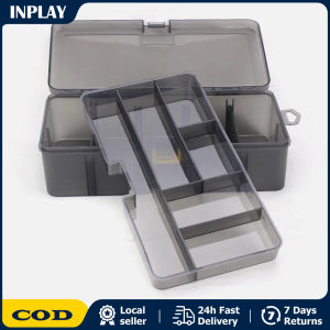 Dual Layer Multifunctional Fishing Lure Hooks Tools Box Durable Plastic Fishing Tackle Box Double Sided Fishing Tackle Box 12 Compartments Bait Lure Hook Storage Box Fishing Accessories Plastic Storage Case