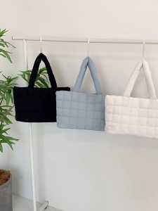 Practical Large Capacity Handbag Casual Down Cotton Soft Padded Top Handle Bags for Office Meetings and Short Trips