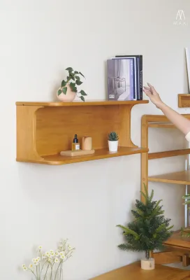 MAAI Design Yori Shelf ชั้นแขวนลอย ไม้แท้ มินิมอล
