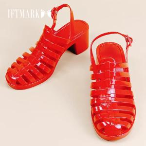 IFTMARK รองเท้าผู้หญิง รองเท้าแตะผู้หญิง รองเท้าแตะรัดส้น รองเท้าแฟชั่นเสริมส้นสูง รองเท้าเจลลี่หญิง ส้นตึก ใส่สบายยางนิ่มไม่กัดเท้าขนาด  ส้น 6CM ไซส์37-39 (รัดส้นลิซ่า)