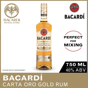 BACARDI Carta Oro Superior Gold Rum - 750ml / 75cl 40% - Gluten Free Golden Rum Aged in Toasted American White Oak Barrels
