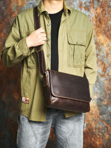 Genuine Leather Men Shoulder Bag Vintage Messenger Bags Male Crossbody Bags Mans Handbag Sling Bag For Man NASVA