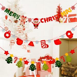 STKE Cute DIY New Year Gifts Felt Non-woven Fabric Xmas Ornaments Christmas Decoration Christmas Pull Flag Party Supplies Hanging Banner