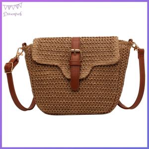 กระเป๋าไหล่ผู้หญิงฤดูร้อนผ้าฟางฟางแฟชั่นเชือกกระดาษทำด้วยมือเชือกสายรัดปรับได้ง่ายโบฮีเมีย