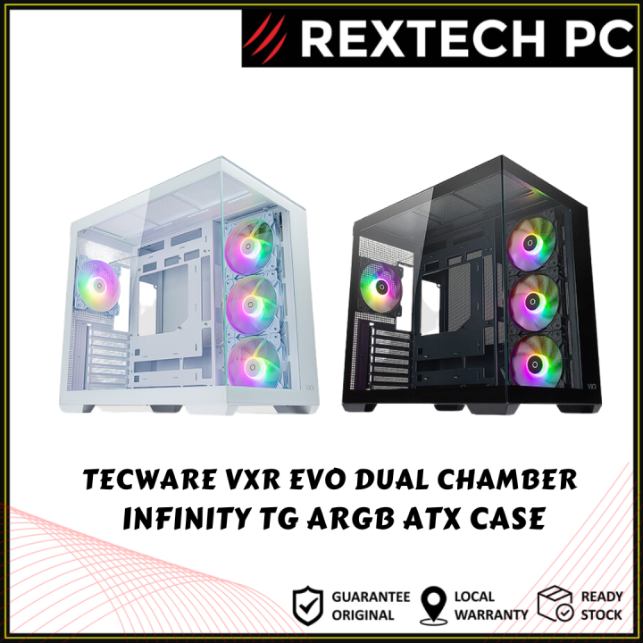 REXTECH Tecware VXR EVO Dual Chamber Infinity TG ARGB ATX Case - Black ...