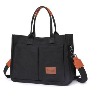 ALLUCK Large-capacity Handbag Waterproof Wear-resistant Canvas Bag  Multi-pockets Shoulder Bag Women
