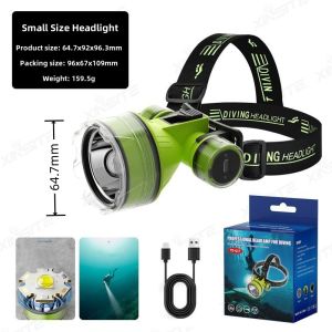 Upgrade Diving Flashlight Headlight Flashlight Rechargeabl Waterproof Professional Diving Headlamp