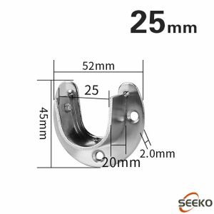 Seeko  U-shaped Stainless Steel Closet Pole Sockets Flange Set Rod Holder with Screws