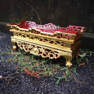 Bệ song long mâm đài tế lọng gỗ hương dài 42cm