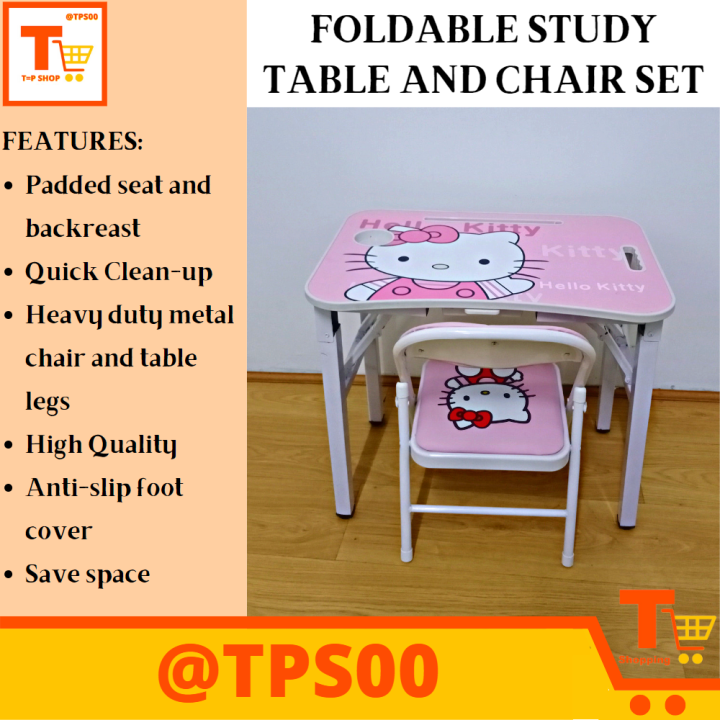 FOLDABLE MINI STUDY TABLE LEARNING TABLE WITH MINI FOLDABLE LEATHER CHAIR FOR KIDS SET Lazada Lazada PH