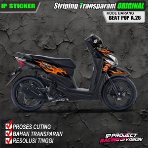 (COD) STIKER STRIPING ORIGINAL MOTOR HONDA BEAT POP VARIASI DESAIN RACING HOLOGRAM DAN TRANSPARAN