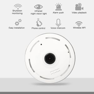 360 Degree Panoramic Webcam HD 1080P Dome Surveillance Camera Fish Eye Security Indoor Outdoor Camera Wide Angle Night Motion Detection