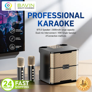 BAVIN BM22 Mini Amplifier Karaoke Bluetooth Wireless Speaker w/ Dual Microphone Heavy Bass Original Audio Sounds