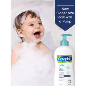 (BUY 1 TAKE 1) Cetaphil Baby Shampoo and Gentle Bath Wash 400ml - Soft & Mild for Sensitive Skin