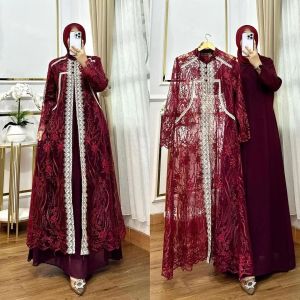Amora Dress Kondangan Terbaru 2025 Gamis Ceruty Babydoll Mix Brokat Mewah Kekinian Longdress Wanita Remaja Dewasa Brukat Elegan Pesta Acara Resmi Formal Tersedia Size Jumbo Bisa COD
