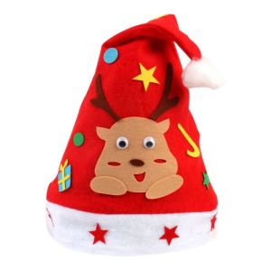 GUDY Kriss Kringle Handmade Santa Hat Non-woven Fabric Santa Claus DIY Christmas Hat Toy Educational Snowman Kriss Kringle Hat Christmas