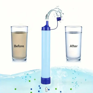 1Set Outdoor Mini Water Filter Straw Camping Purification Portable Hiking Water Purifier for Survival or Emergency Supplies