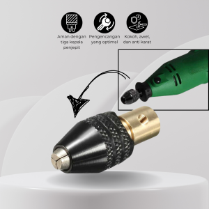 Adapter Penjepit Mata Bor Mini Drill Chuck Extension Three Jaw Head 0.3-3.5mm