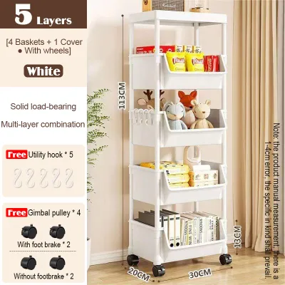 Storage Rack With Wheels Movable BookShelf Rack Multi-Layer Book Storage Rack Trolley Rak Buku