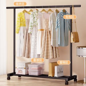 Giá Treo Quần Áo Có Chỗ Để Giày Dép Tiện Lợi Sào Phơi Quần Áo Có Bánh Xe Di Chuyên Kệ Treo Đồ Chất Liệu Thép Cacbon