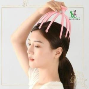 Massage Da Đầu 360 Độ - 8 Bi Lăn Inox - Scalp Massager Silicone Mềm - Thư Giãn Giảm Stress