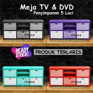 Rak Lemari Rotan Sintetis 7 Laci Bufet Buffet Meja TV 43 Inci Ruang Tamu Serbaguna Modern Minimalis