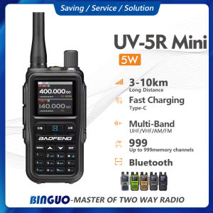 Baofeng UV-5R Mini Walkie Talkie Bluetooth Programming Multi-Band Dual PTT UHF/VHF/AM/FM 5W 999CH Two-Way Radio Long Range MAX 10KM