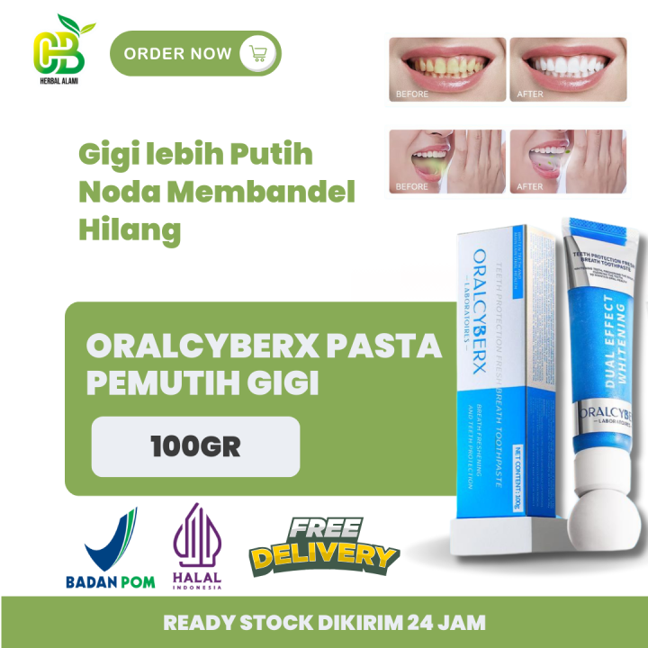 OralCyberX Pasta Pemutih Gigi Probiotik Membersihkan Menghilangkan Bau Mulut Bpom Alami