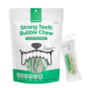 PetShield Strong Teeth Bubble Chew Dog Dental Treats 15g x 10 Pack | Tartar Removal Bad Breath Brushing Chew