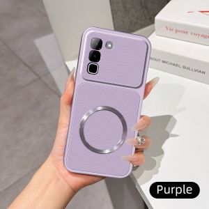 Simple For Infinix Hot 70 60i 50 40 30 10S T 9 Pro Plus Spark GO 5G 2025 40 20 Pro 5G Magnetic Back Cover Soft Leather Veneered Phone Silicone Casing