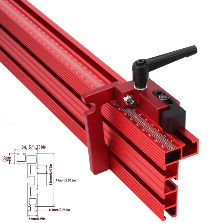 40CM 75 Type Red Aluminum Profile Router Fence Multi TTrack Table Saw