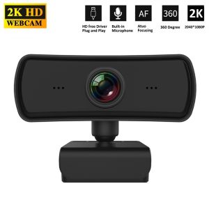 FULL HD 2K Webcam Web Camera with Microphone 360 Degree Adjust USB 2.0 for Computer PC Laptop Meet Class Video win7/8/10