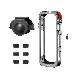UNMEGONI with Lens Cover Protective Case Quick Release Built-in Cold Shoe Metal Frame  Aluminum Alloy Camera Cage for Insta360 X5 Action Camera Accessories
