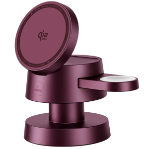 WiWU Mushroom WH300 Qi2.2 25W Magnetic Wireless Charger 4-in-1 Foldable Stand Ambient Light Watch Earbud Dock